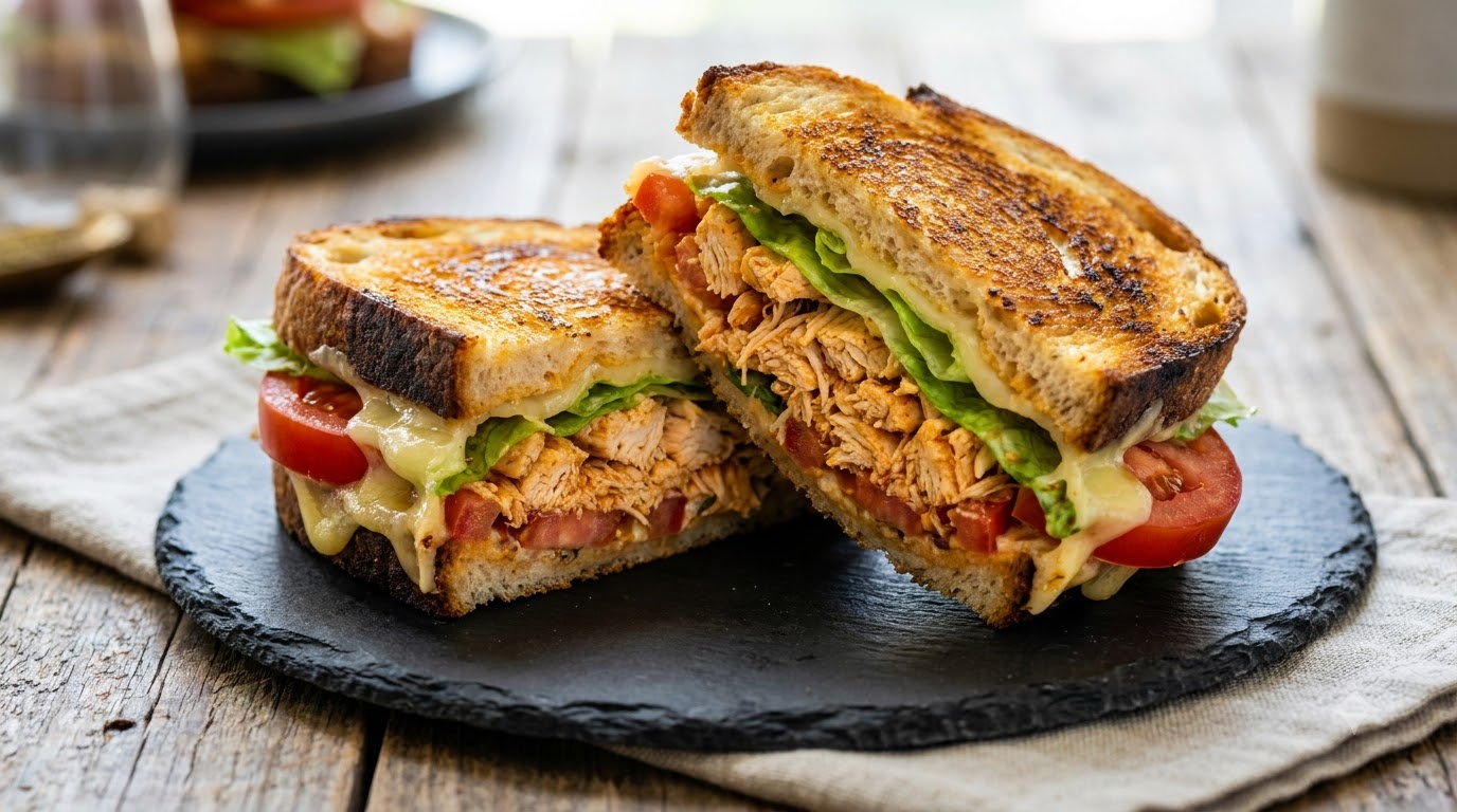 Spicy Shredded Chicken Sandwich with Sourdough