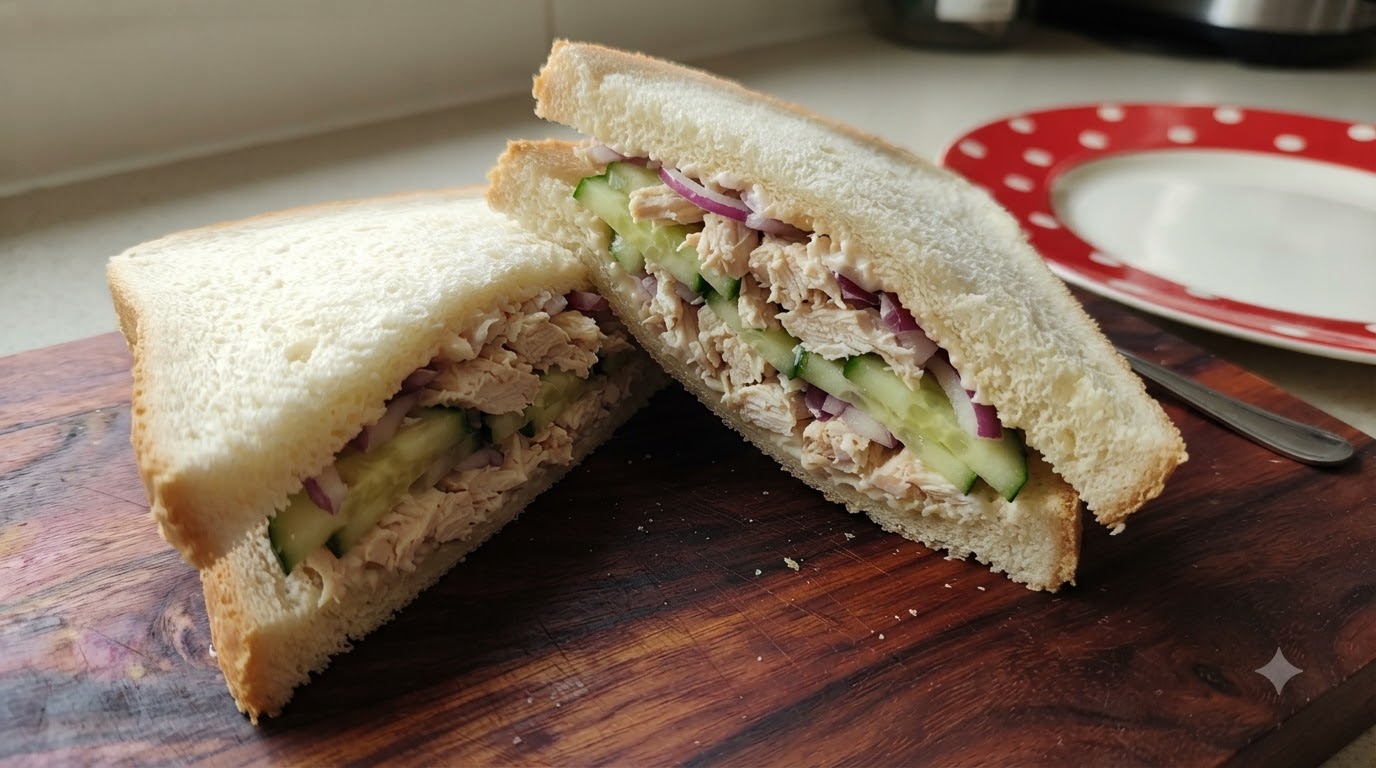 Classic Chicken Breast Sandwich with Cucumber and Onion