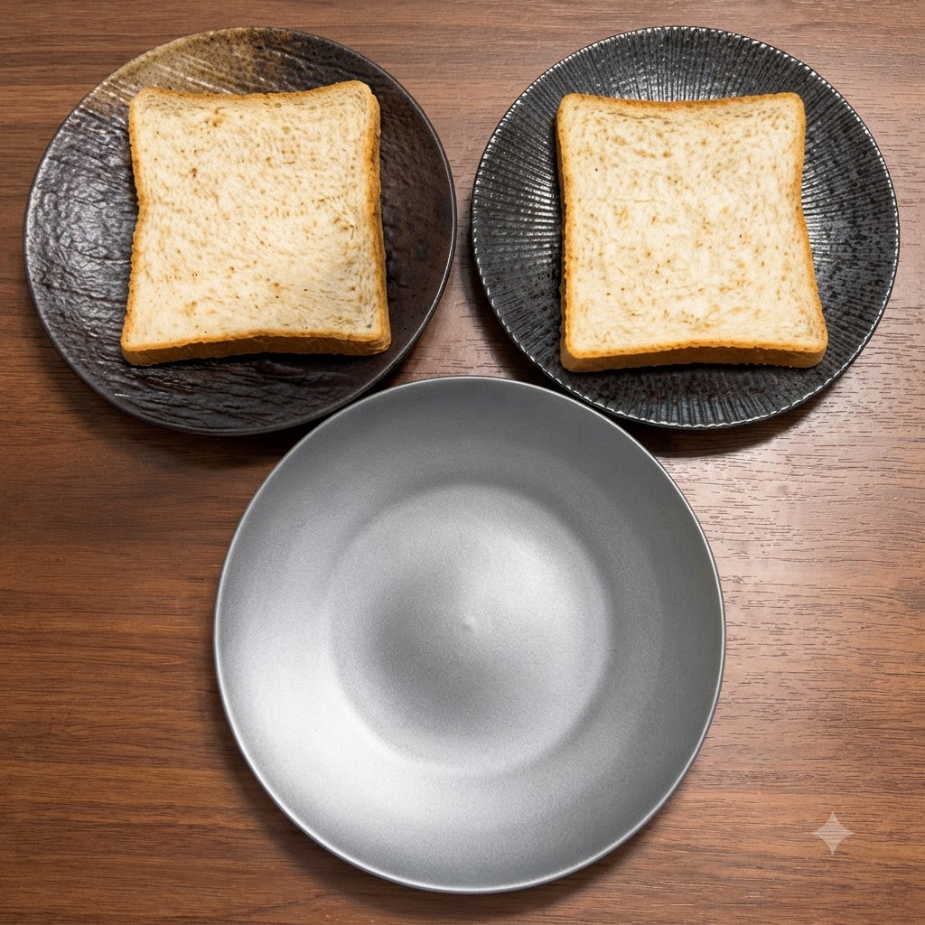 Three slices of whole wheat toast laid out on individual serving plates.