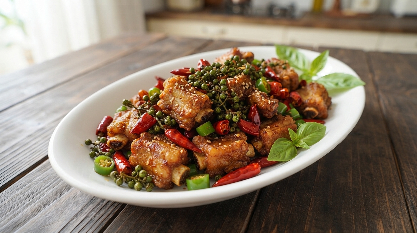 Sichuan Dry-Fried Green Pepper Pork Ribs