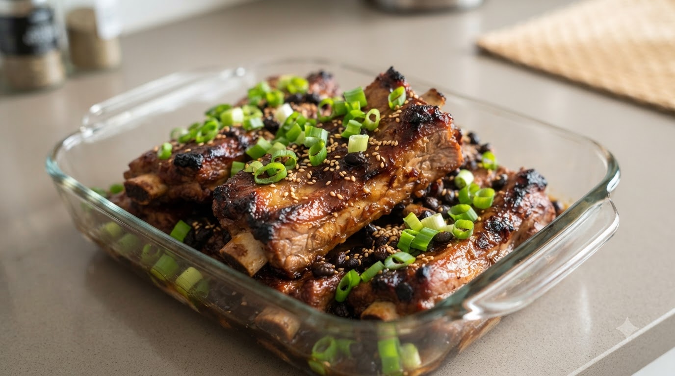 Microwave Steamed Pork Ribs with Fermented Black Beans