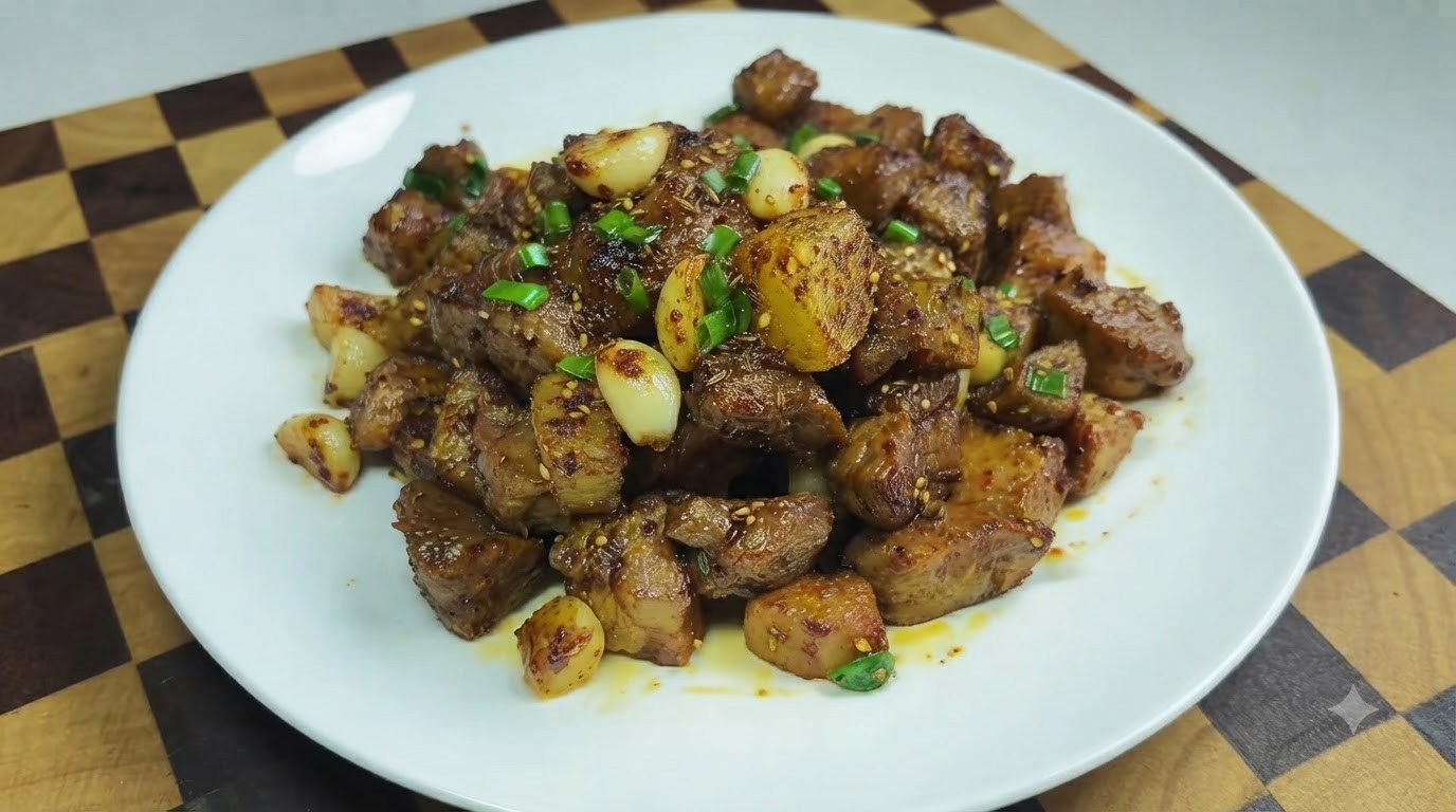 Cumin Barbecue Pork and Potato Cubes