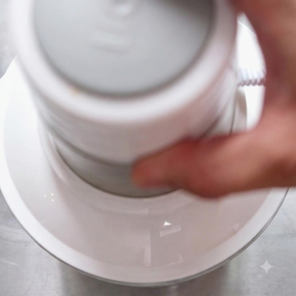 Beef pieces being processed into fine mince inside a white food processor machine.