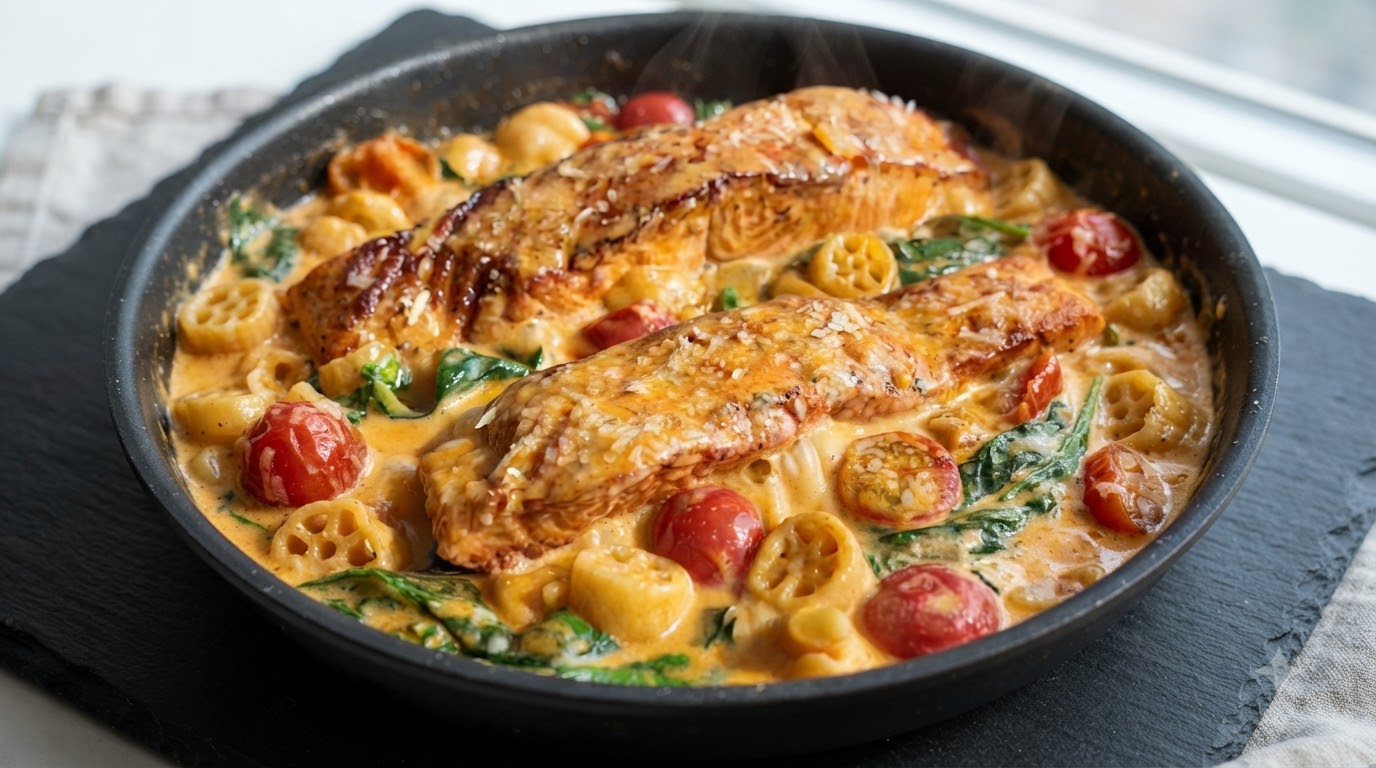 One-Pan Creamy Tuscan Salmon Pasta