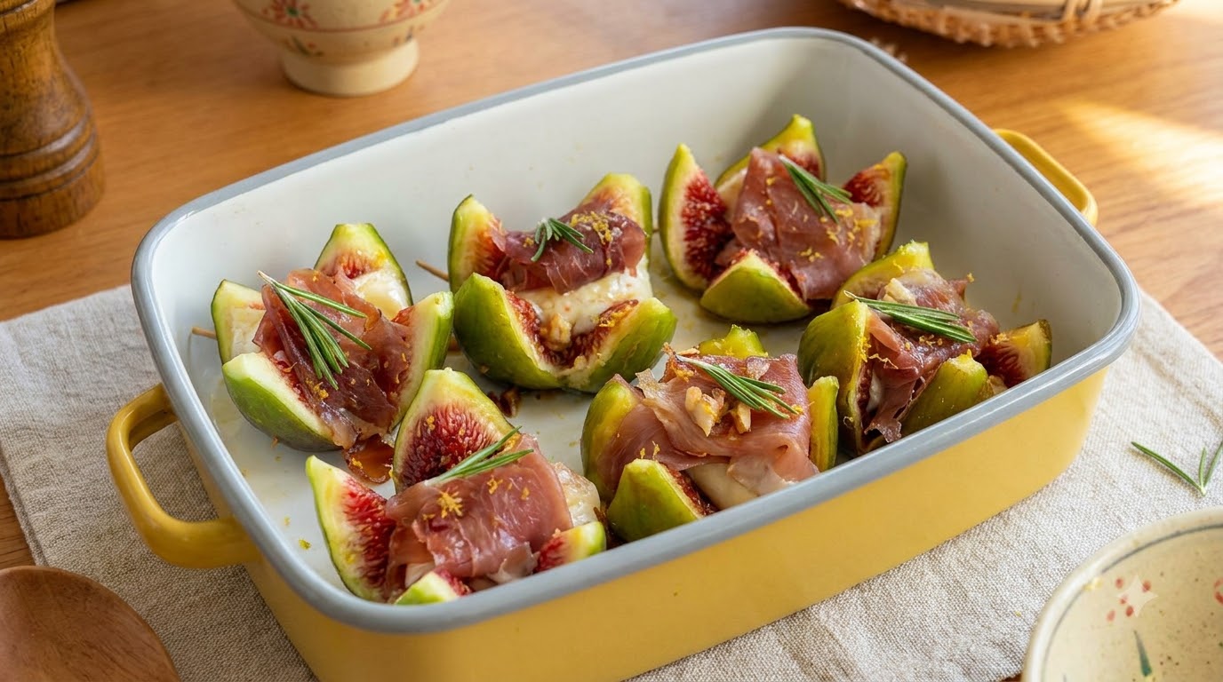 Baked Prosciutto and Brie Stuffed Figs