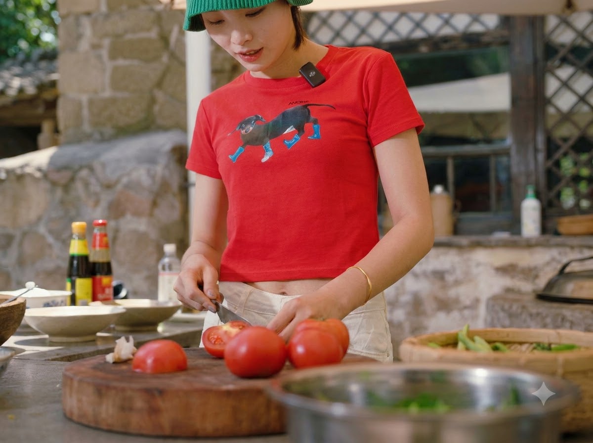 Fresh red tomatoes being cut on a wooden cutting board with a knife.