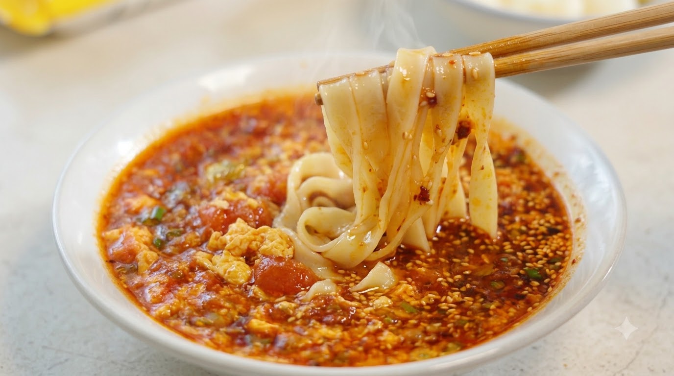 Tomato and Egg Dipping Noodles