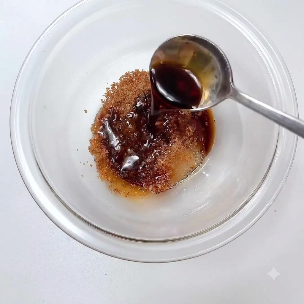 Mayonnaise being squeezed directly into the bowl with the other sauce ingredients.