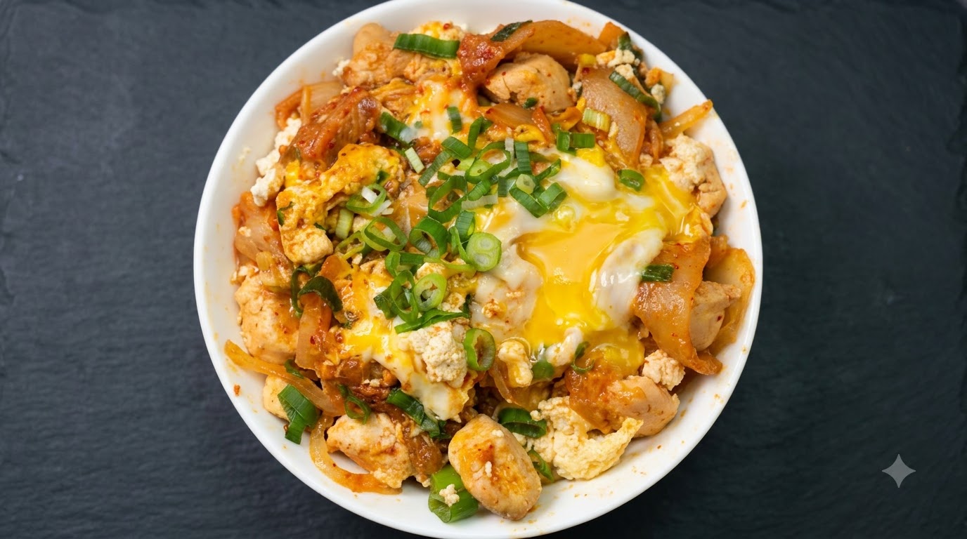 Starch-Free Kimchi Chicken Oyakodon