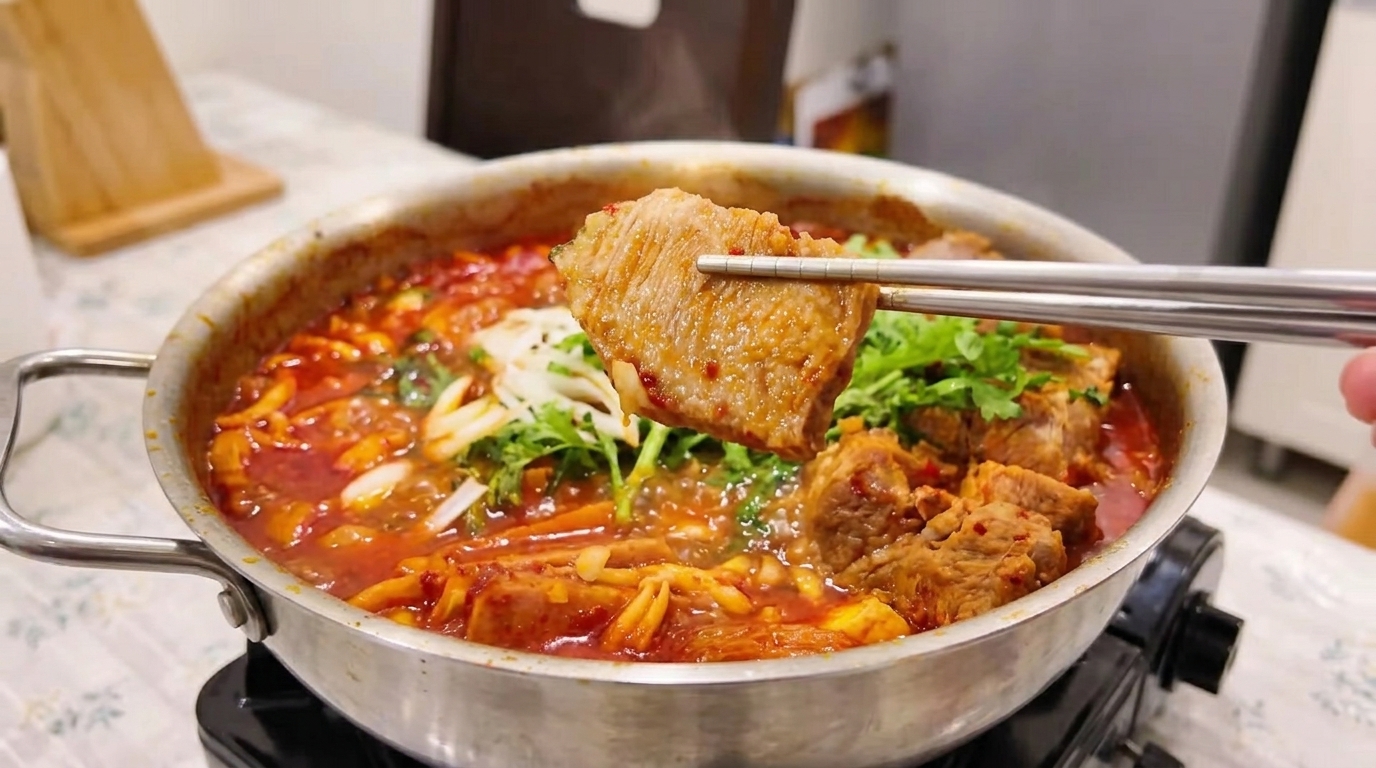 Traditional Korean Kimchi Pork Hot Pot (Kimchi Jjigae)