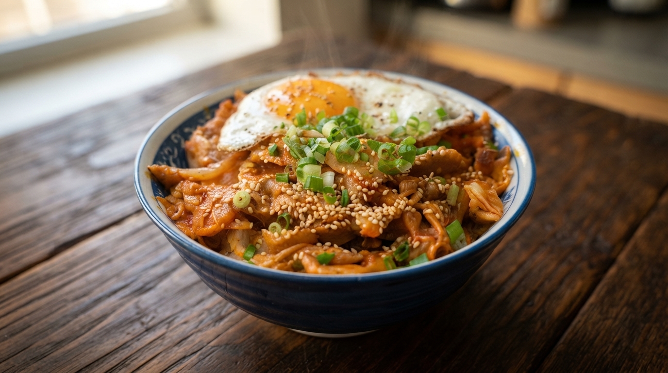 Savory Kimchi Pork Rice Bowl (Kimchi Dubap)