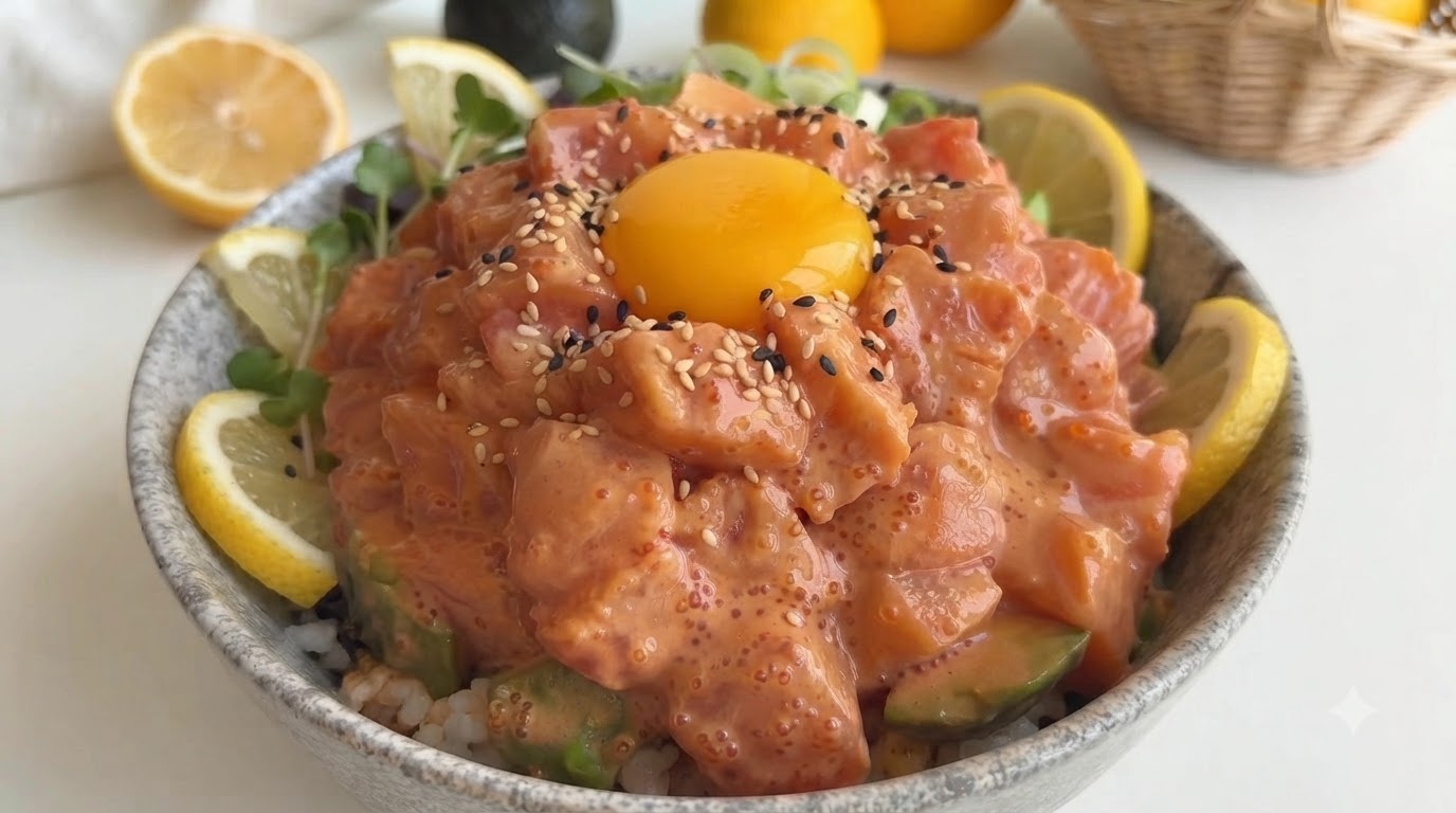 Spicy Salmon and Avocado Poke Bowl