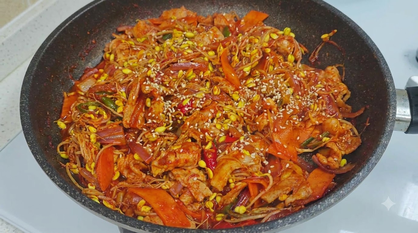 Korean Bean Sprout Pork Belly Stir-Fry