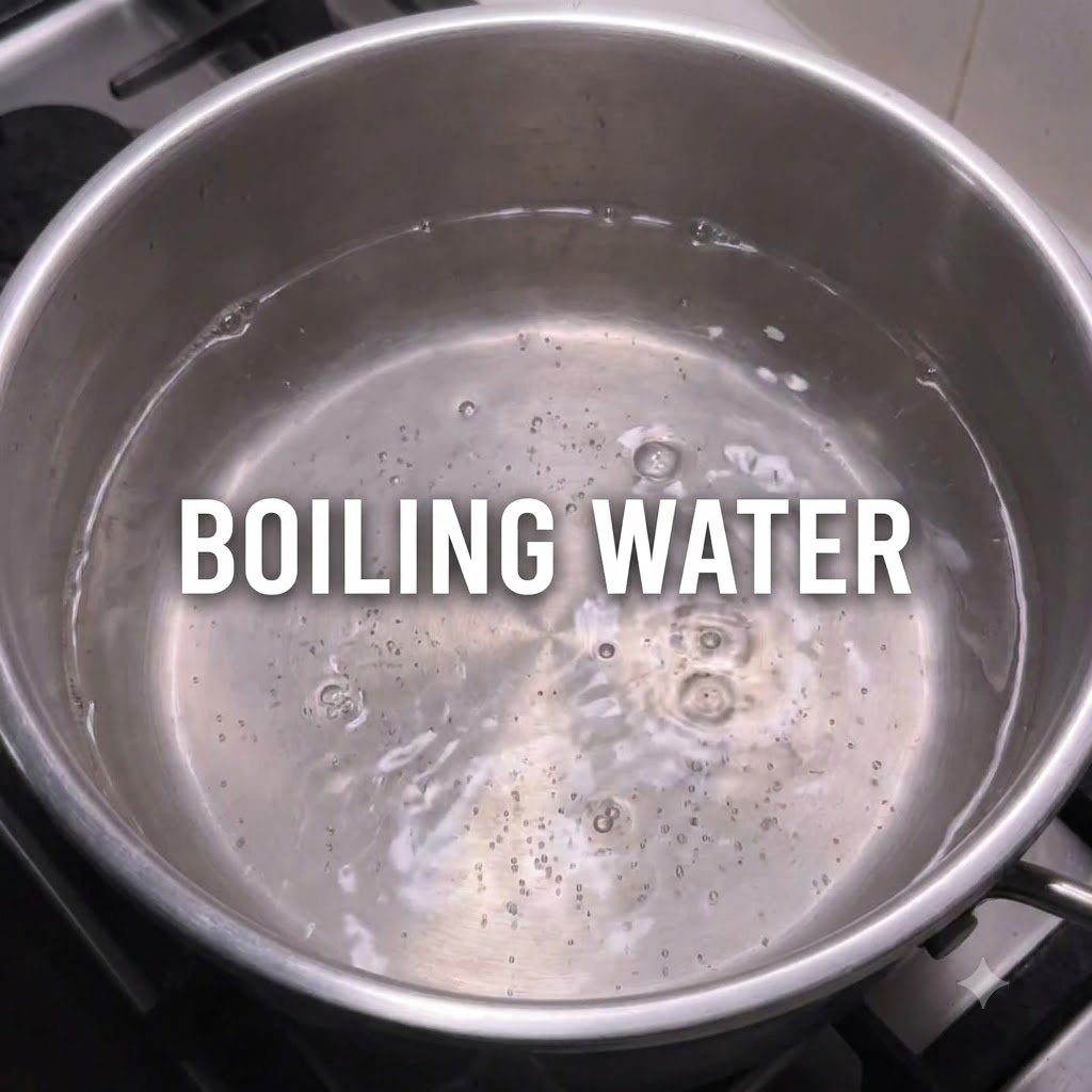 A whole flat sheet of thawed fish cake being dropped into a pot of boiling soup stock.