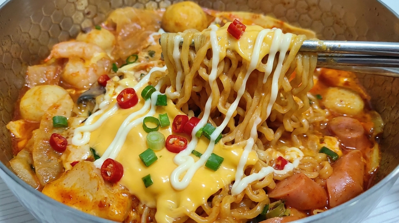 Loaded Cheese and Kimchi Instant Noodles