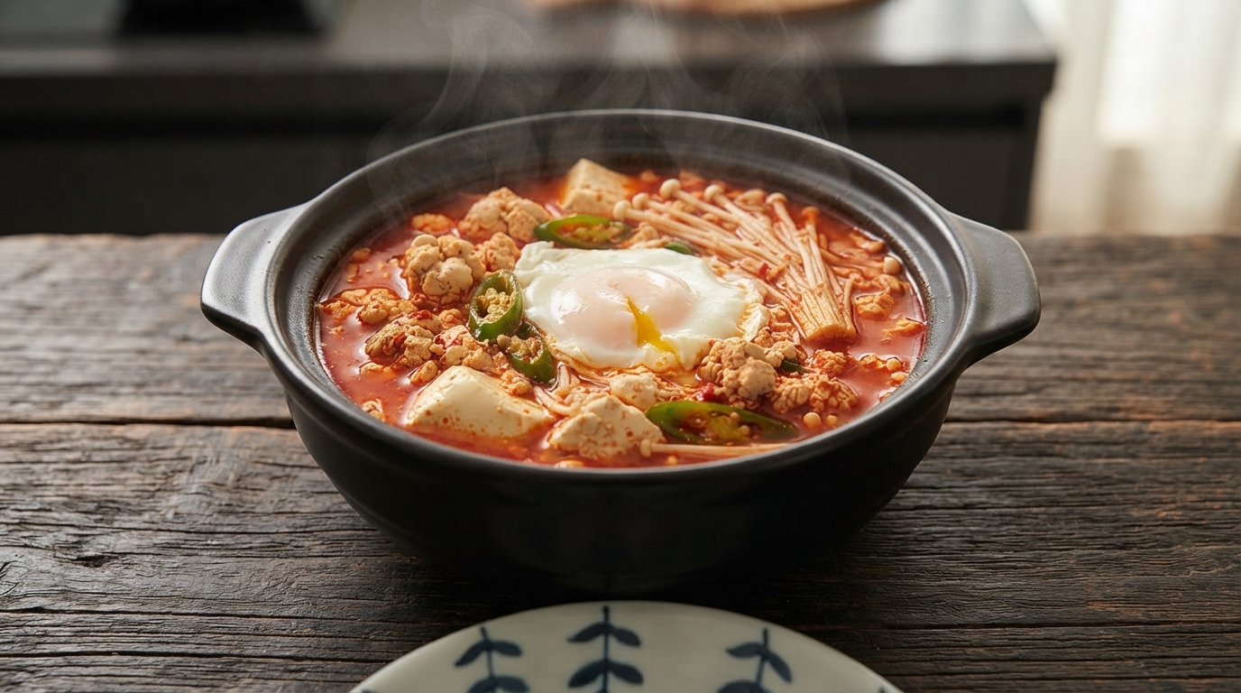 Spicy Korean Pollock Roe & Soft Tofu Soup (Myeongran Sundubu Jjigae)