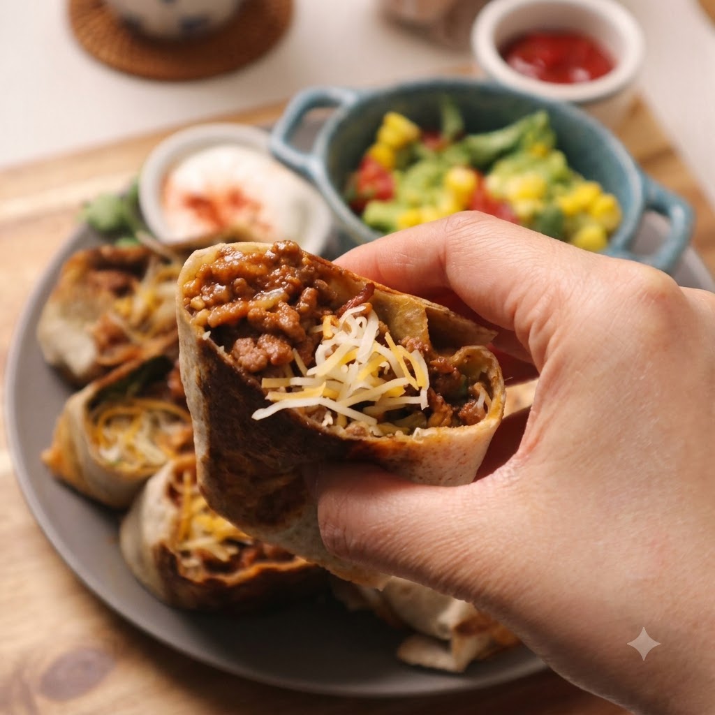 Sour cream being smoothly spread onto a round whole wheat tortilla wrap.