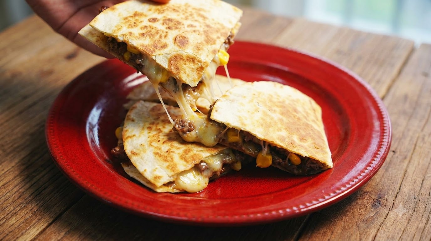 Crispy Mexican Beef and Cheese Quesadilla