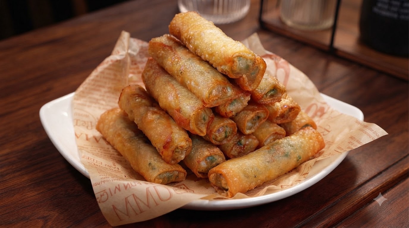 Crispy Pork and Chive Spring Rolls