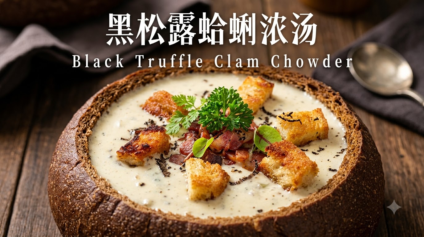Black Truffle Clam Chowder in a Bread Bowl