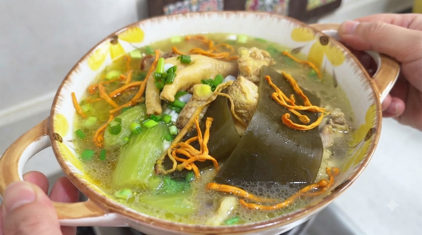 Old-Fashioned Chicken Soup with Kelp and Celtuce