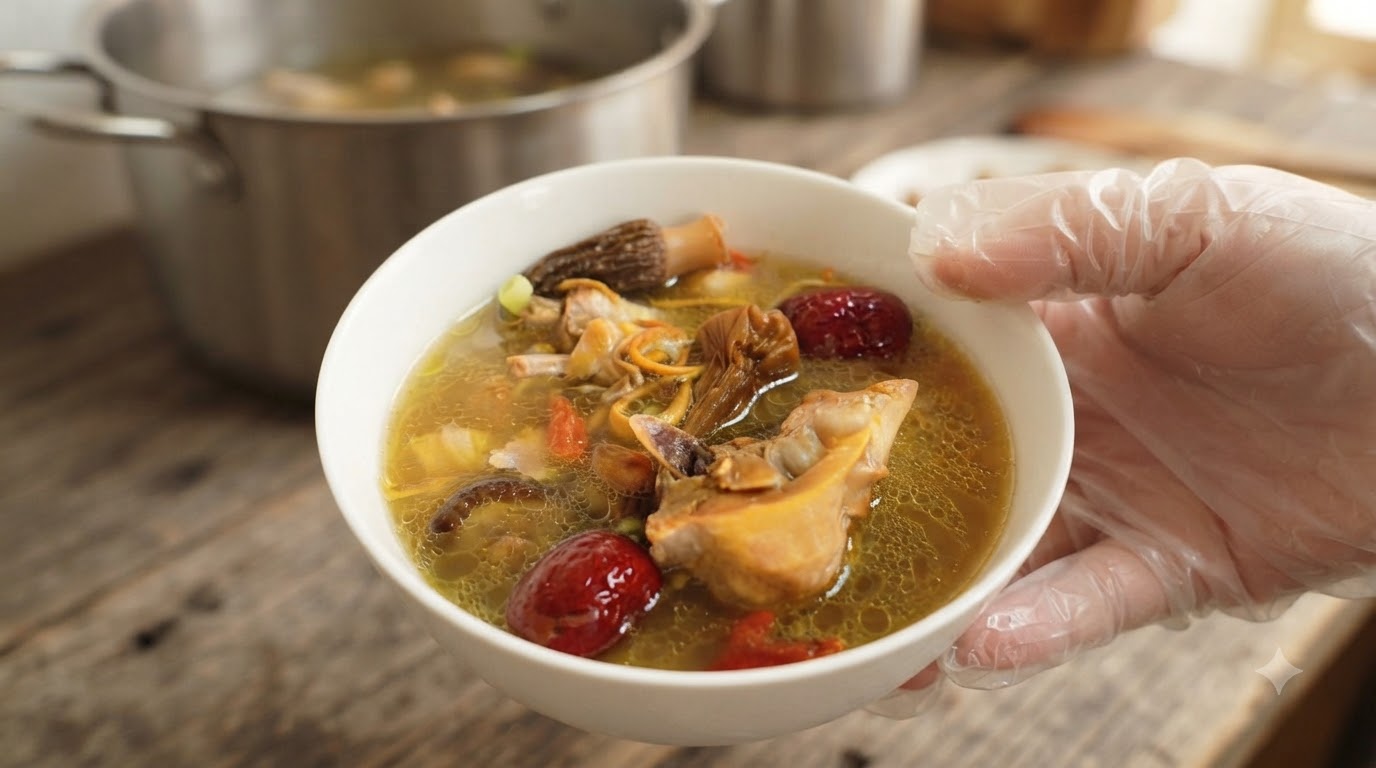 Golden Mushroom and Chicken Soup