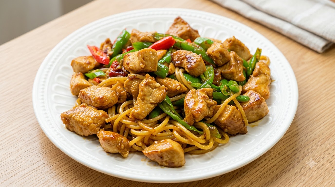 Savory Chicken Breast Stir-Fried Spaghetti