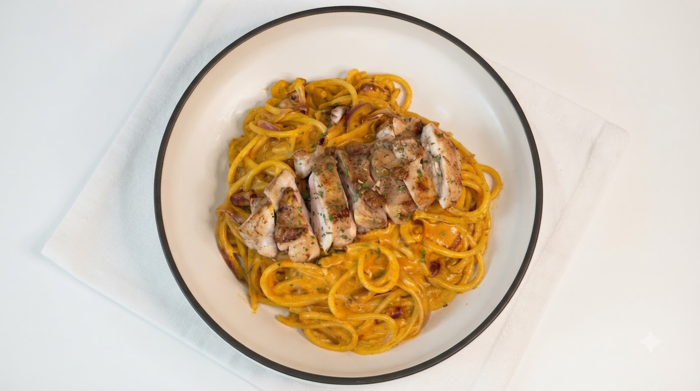 Creamy Spicy Curry Chicken Cutlet Pasta