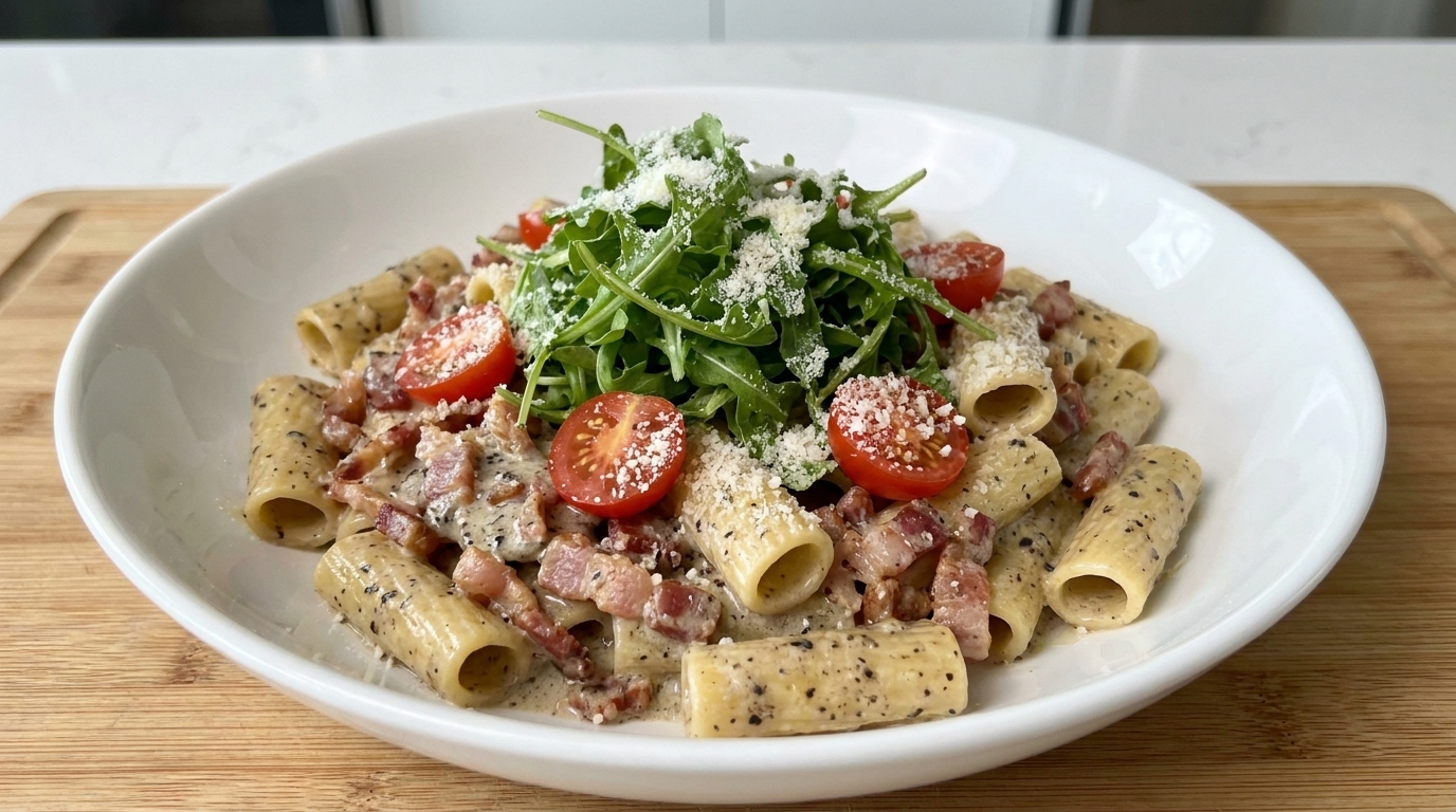 Bacon and Black Truffle Cream Heart-Shaped Pasta