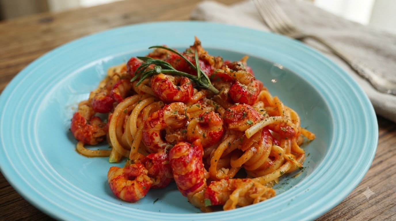 Garlic Butter Crawfish Pasta
