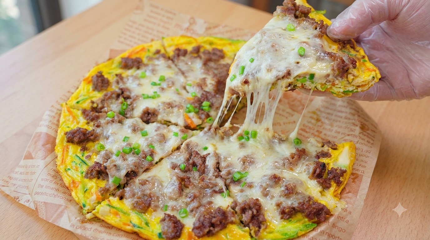 Chinese-Style Zucchini and Beef Pan Pizza