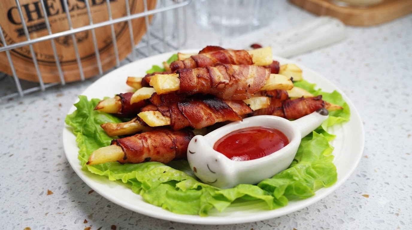 Air Fryer Bacon-Wrapped Potato Wedges