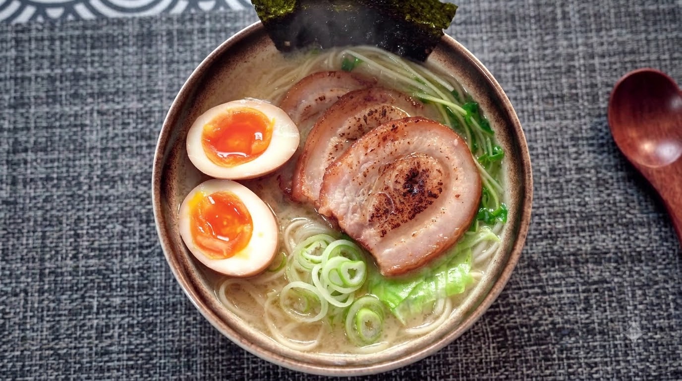 Rich Tonkotsu Ramen with Chashu and Soft-Boiled Egg