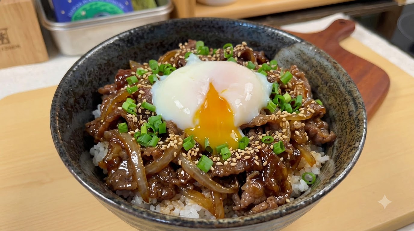 Teriyaki Beef Rice Bowl with Onsen Egg
