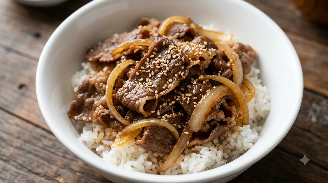 Yoshinoya-Style Beef Bowl (Gyudon)