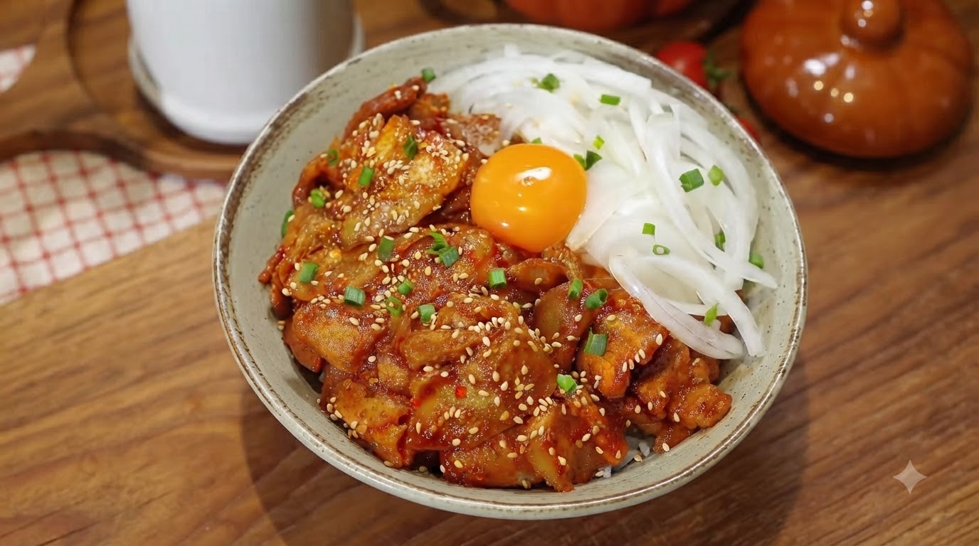 Korean Spicy Pork Belly Rice Bowl (Jeyuk Dupbap)