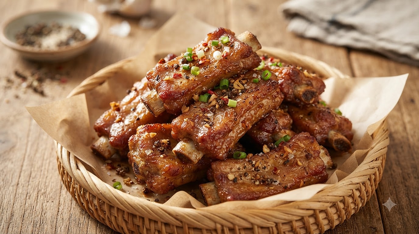 Crispy Garlic Salt and Pepper Pork Ribs