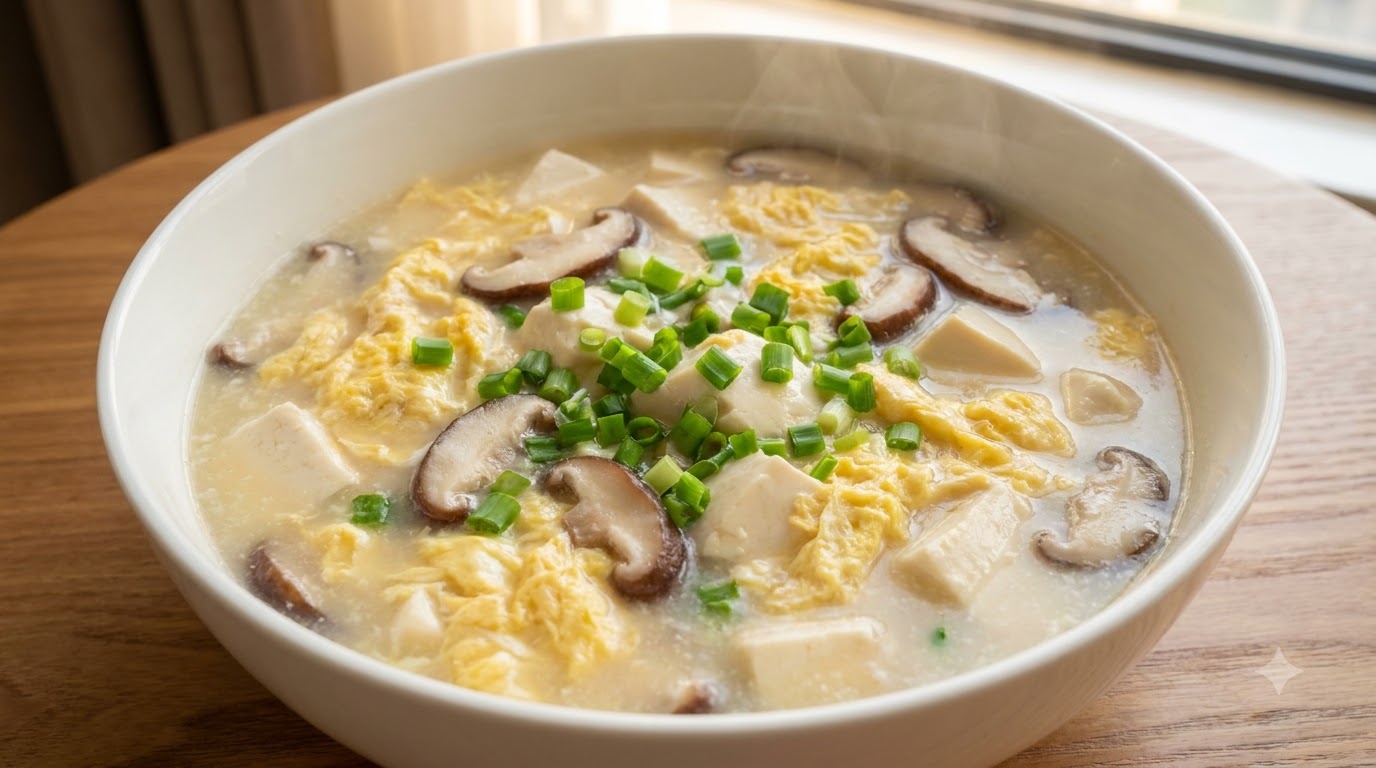 Comforting Mushroom Tofu Egg Soup