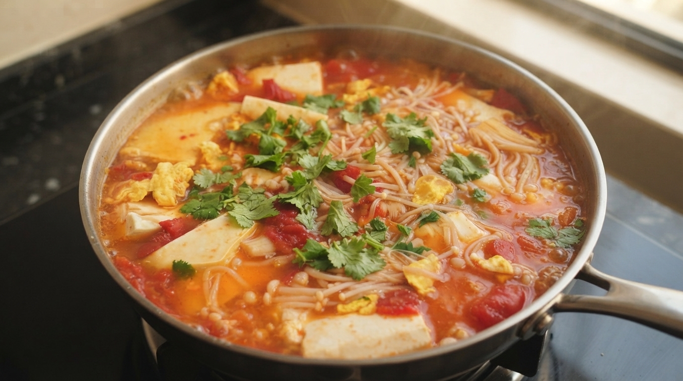 One-Minute Tomato and Tofu Soup
