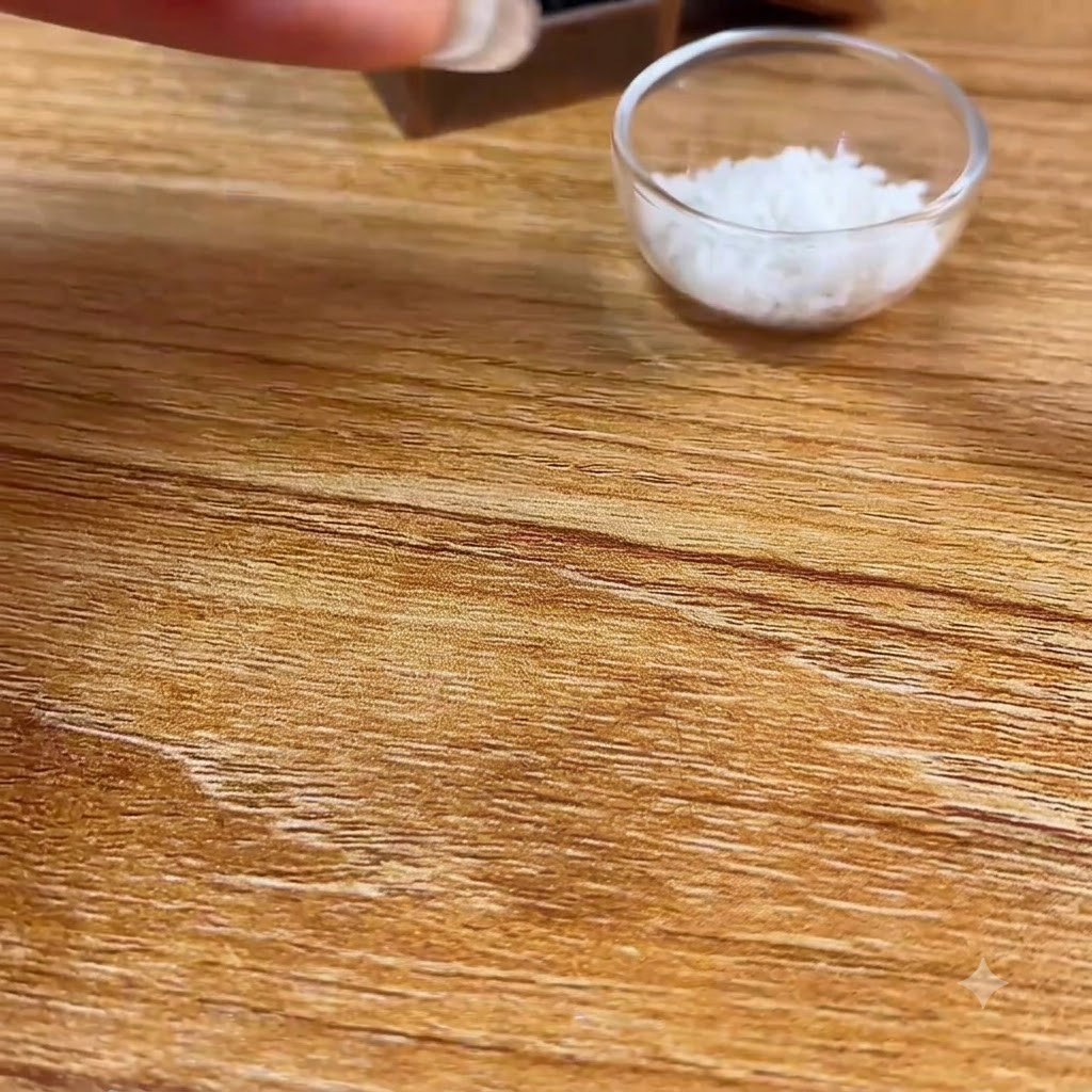 White clay being cut into tiny rice-sized pieces inside a small glass bowl.